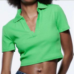 Zara Ribbed Crop Polo