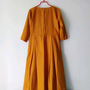 Libas Mustard Yellow A-Line Cotton Dress