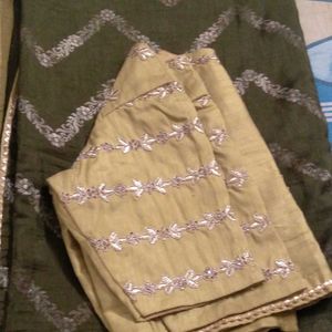 Olive Green Silk Saree