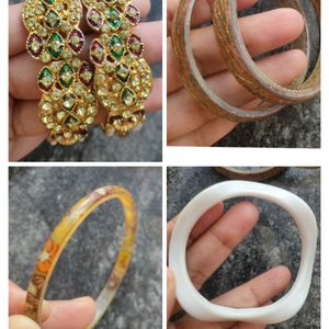 Gold Bangles Pair, And Plastic Bangle