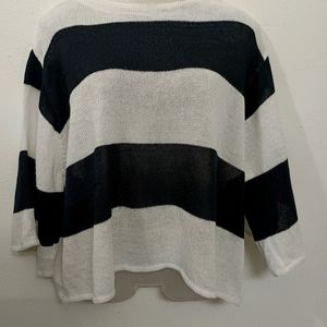 Korean Striped Crop Sweater