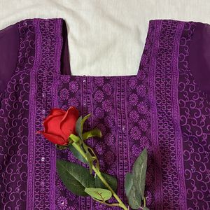 Purple Embroidery Kurti