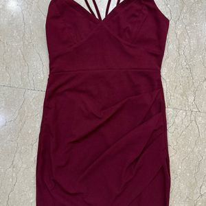 2 Strap Wrap Burgandy Dress