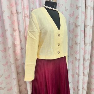 Yellow Crop Blazer Shirt