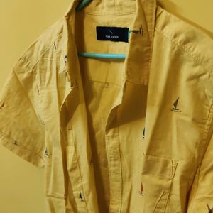 Highlander Yellow Pure Cotton Casual Half Shirt