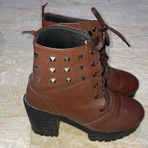 Brown Block Heel Boots