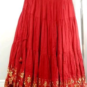 Red Cotton Skirt