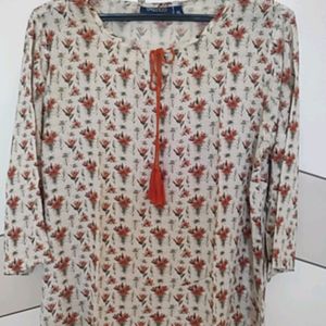 Cream Flower Printed Tunic