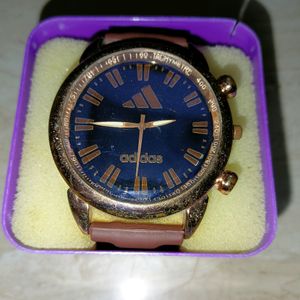 Premium Adidas Watch For Mens & Golden And Brown