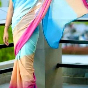 Beautiful Georgatte Saree With Blouse At 699 Only