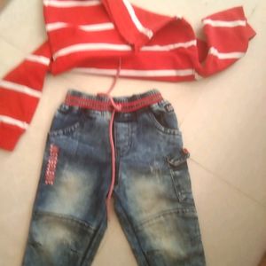 Kidzello Brand New Denim N Tshirt Set