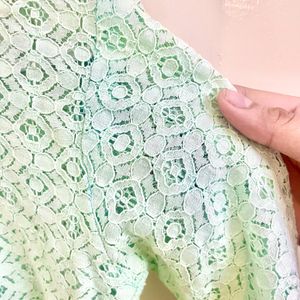 Sea Green Net Crop Top with Inner