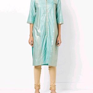 W Printed Straight Kurta With Sequins