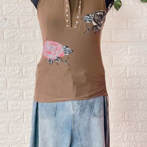 Brown Trendy Top