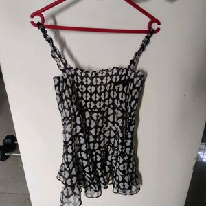 Top/ Sleevless Top/ Black And White Top/ Fancy Top