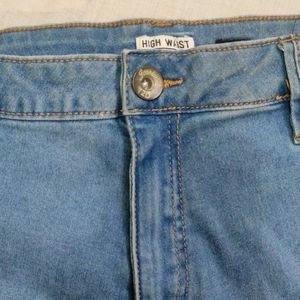 High Waisted Blue Shorts Mini Length