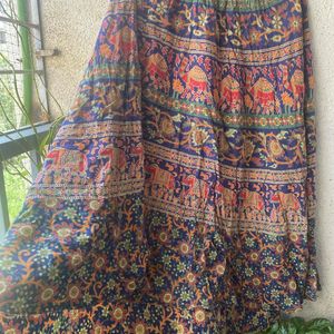 Traditional Boho Maxi Skirt (Navy Blue)