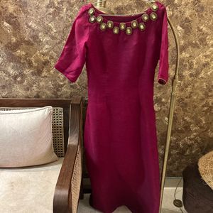 Self Designed Maroon Party Wear