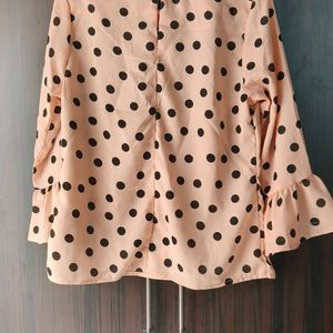 Polko Dot Bell Sleeves Top