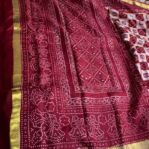 Beautiful Pure red Gharchola silk is for sale