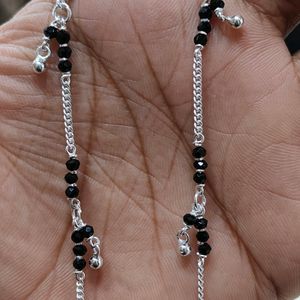 Silver Moti Anklets