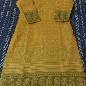 WOMEN WOOLEN MUSTARD KURTA SET