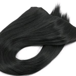 HAIR Long and Thick Black Straight 5 Clips