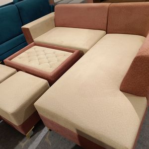 7 Seater Sofa L Shape With Centre Table Two Puffy