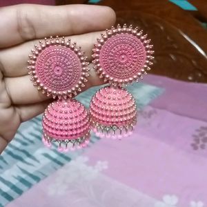 Metal Pink Jhumka