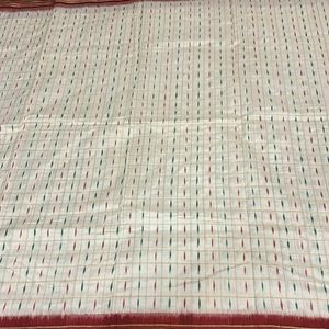 Vintage Pochampally ikkat Silk red & White saree