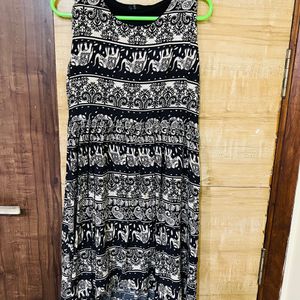 Black & White Printed Asymmetrical Dress