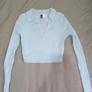 Rib Knitted Crop Shirt