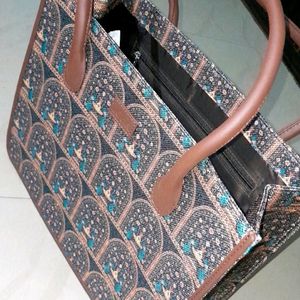 Zouk Book Tote Bag Royal Indian Peacock Motif