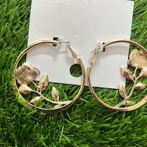 Forever 21 Rose Hoop Earrings