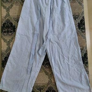 Blue Striped Cotton Pants