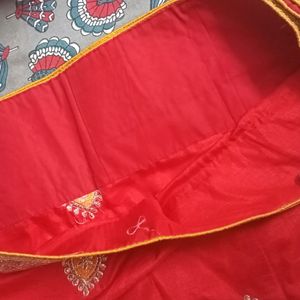 Red And Yellow Saree Without Blouse