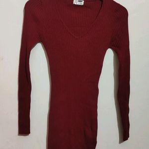 Maroon Winter Dress For Girl Or Woman 28- 30 Bust