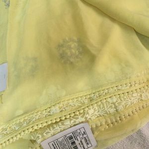 Yellow Chiffon Embroidery Saree