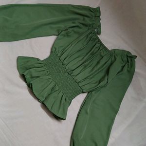 Basil Green Crop Top