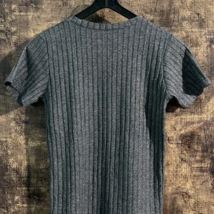 Round Neck Woolen Tee Half Sleeved