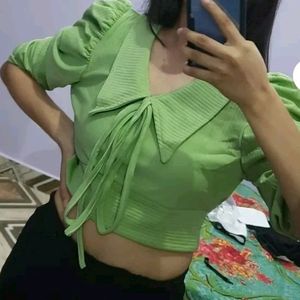 Green Crop Top With Free Gift Inside