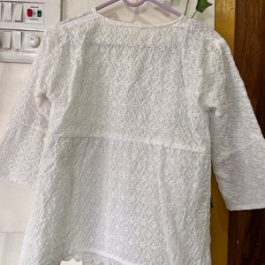 White Chikkenkari Short Top