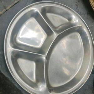 Three Campartments Thali Plate Sleel New Never Use