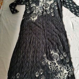 Long Ankle Length Kurti - Charcoal Color