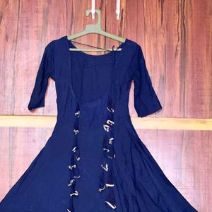 Navy blue coloured anubhutee anarkali kurta Set.