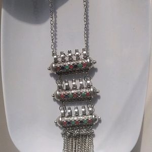 Oxidized Silver Boho Necklace