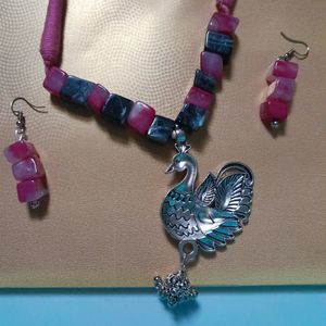 Pink And Black Chemical Beads Jewelry.