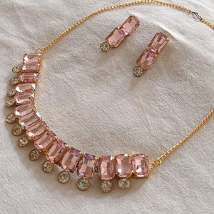 Pink Stone Necklace Set