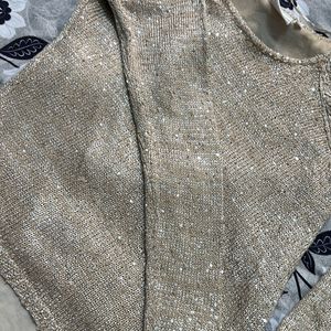 Glitter Gold Sequins Sweater Blouse