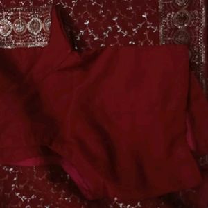 Maroon Synthetic Saree